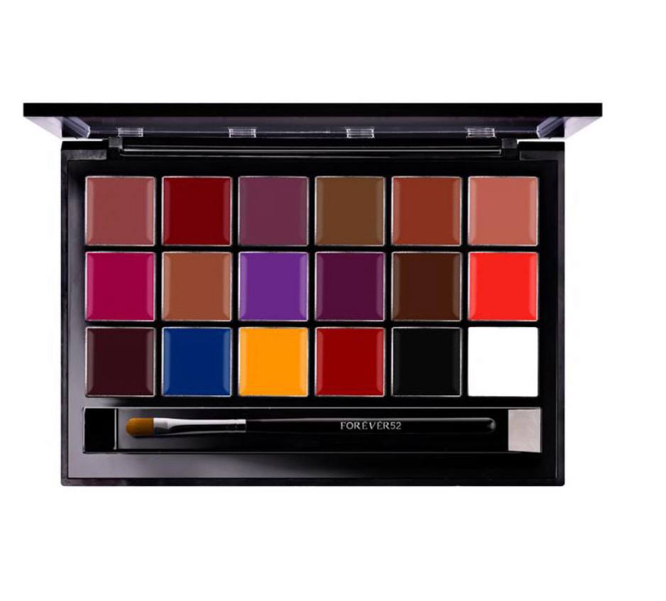 پالت رژلب فوراور52 مدل MPL001 با ۱۸ رنگ کرمی و قابلیت ترکیب حرفه‌ای